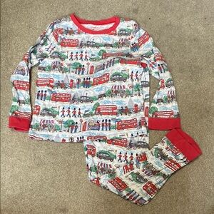 Cath Kids London Double Decker Bus Print Long Sleeve Pajama Set Size 7-8 Years